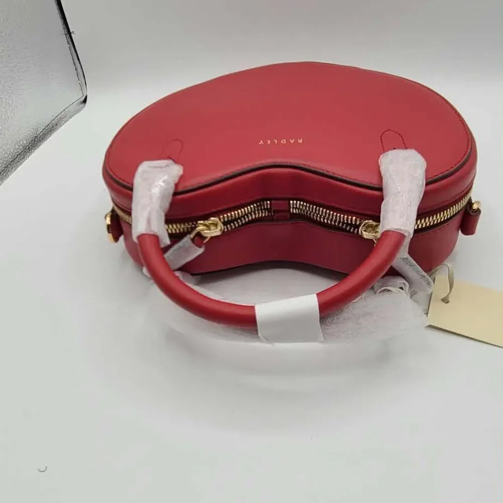 Radley London Small Red Leather Heart Zip Top Crossbody NWT! NEW!
